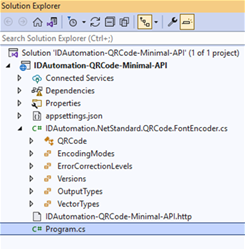 The .NET Barcode Generator API in a Visual Studio Project